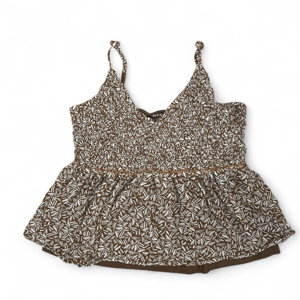 Old Navy dainty brown/beige smocked peplum cami top Size M